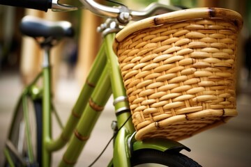 close-up of a bicycle made from bamboo