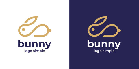 Fototapeta premium Bunny Little Rabbit Logo Simple Minimalist Monoline Style