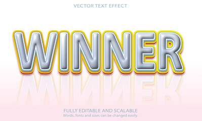 Winner editable text high quality winner text premium vector