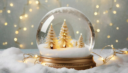 ガラスのスノードームのクリスマス装飾デザイン。 ガラスドームの下に白い雪。