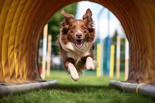 dog following an agility course