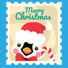festive christmas stamp with snowman