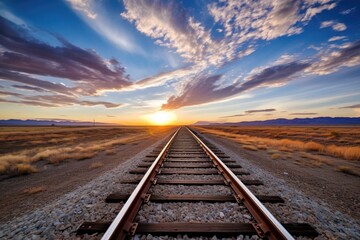train tracks leading into the horizon