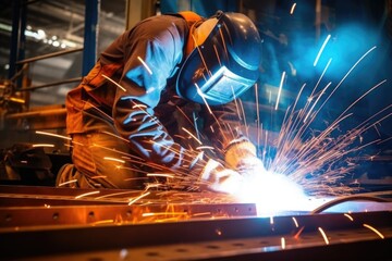 close-up photo of welding sparks from ships frame construction