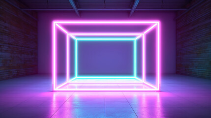 thin neon frame glowing abstract background. - obrazy, fototapety, plakaty