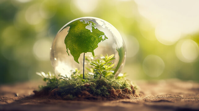 eco concept green glass ball.