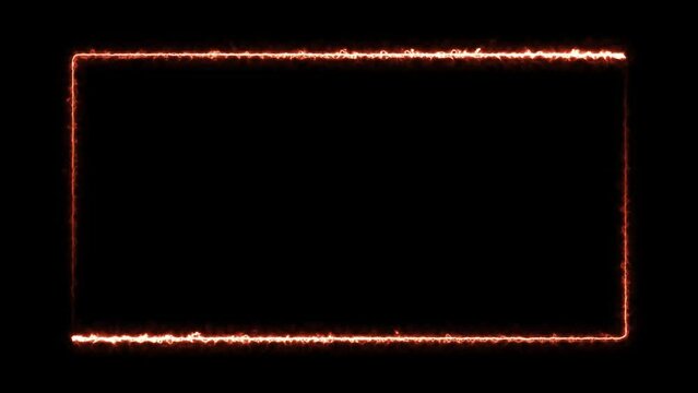 Abstract red flare fire electric light rectangle frame video footage background