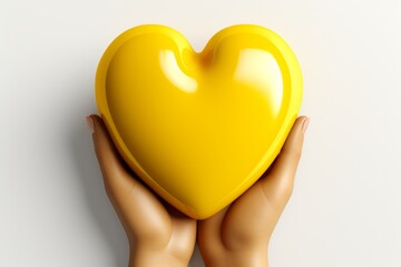 Yellow emoji hand forming a heart shape, symbolizing love and affection, Generative AI