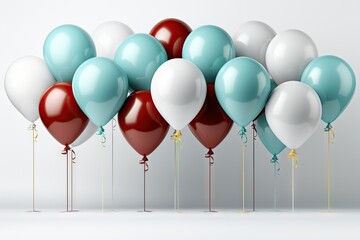 3d realistic colorful balloons flying isolated on white background