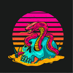 Snake and skull design illustration