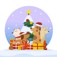 Santa paws under the Christmas tree Illustration