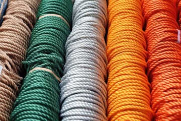 various types of ropes for catamaran sails close-up - Powered by Adobe