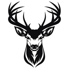 Deer head silhouette, hunting logo, Generative AI.