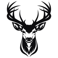 Fotobehang Deer head silhouette, hunting logo, Generative AI. © Design Musketeer