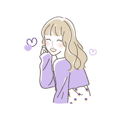 Illustration of a Woman with a Charming Smile.