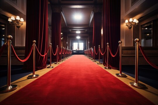 the red carpet leading up to a classic movie theatre