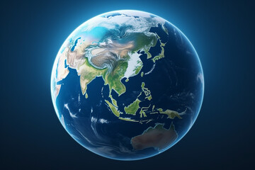 Fototapeta na wymiar Earth globe with clouds, ocean and water 3d rendering