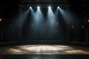 spotlights illuminating an empty stage