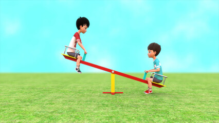 Obraz premium Seesaw one side applying force 3D Illustration