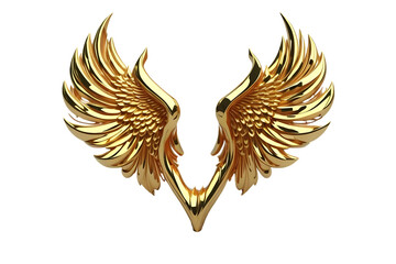 wings golden angel  feather on transparent PNG background - Generative AI