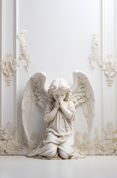 기도하는 소녀 천사 조각상