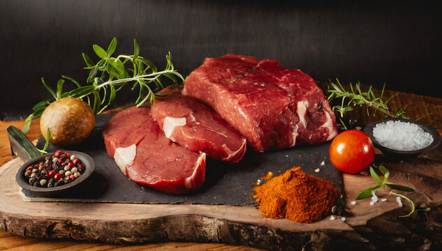 product shot of a juicy red meat artisan, rustic, food photography, delicious, close up shot