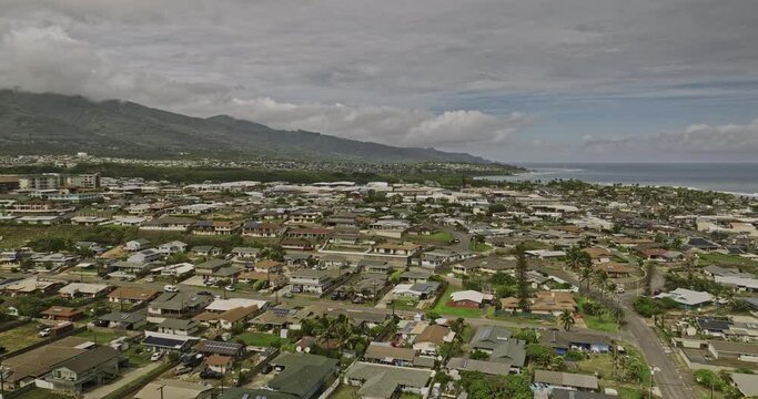 Kahului Maui Hawaii Aerial v1 cinematic drone flyover Paukukalo area capturing local residential homes, quiet streets and beautiful ocean bay views - Shot with Mavic 3 Cine - December 2022