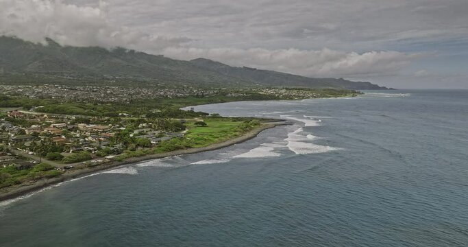 Kahului Maui Hawaii Aerial v2 drone flyover Nehe Point capturing Paukukalo residential area, Iao stream, Waihee-Waiehu community and mountain landscape views - Shot with Mavic 3 Cine - December 2022