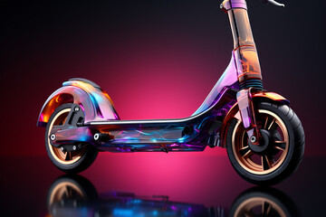 Transparent electric kick scooter icon with a gentle color gradient, representing the harmony...