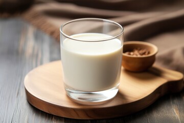 Obraz na płótnie Canvas a glass filled with soy milk, a dairy alternative