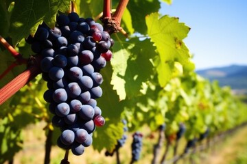 Obraz premium a close-up of ripe wine grapes in a vineyard