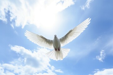 Fototapeta premium an open sky with a white dove flying high