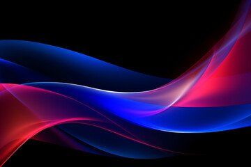 Naklejka premium illustration of soft waves of blue and pink colors horizontally on a black background