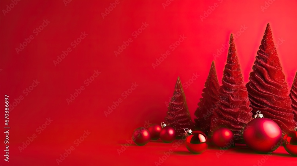 Poster Christmas background with blank red Christmas elements design for text space, Christmas ball with red blank space background design
