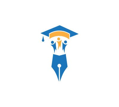 Education logo design template, the concept for academy, graduation. Pen, pencil, and cap iconic concept