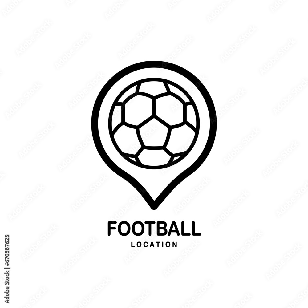 Leinwandbilder soccer map pin line icon. linear style sign for mobile concept and web design. map pointer with foot