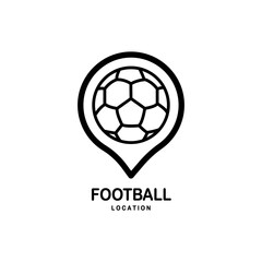 Obraz premium Soccer map pin line icon. linear style sign for mobile concept and web design. Map pointer with football ball outline vector icon. Symbol, logo illustration. Vector graphics