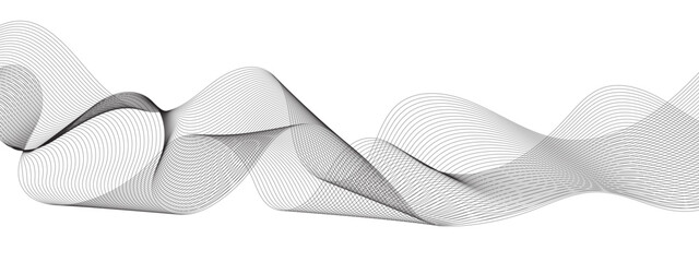 Abstract grey, white wavy smooth element swoosh speed wave modern stream curve and technology lines on transparent background.