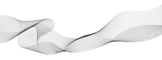 Abstract wavy technology curve lines on transparent background isolated. Grey wave swirl, frequency sound wave, twisted curve lines with blend effect. Abstract business wave lines. vector illustration