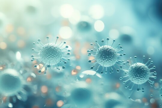 Light blue background, biological immune cells 