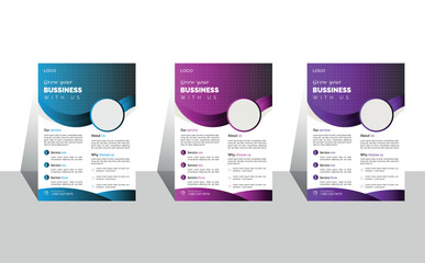 Corporate creative colorful business flyer template design set, abstract business flyer, vector template design