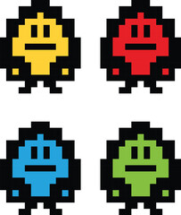 Cute monsters pixel art Vector image or clip art
