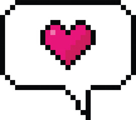 Fototapeta premium Speech bubble with heart pixel art Vector image or clip art