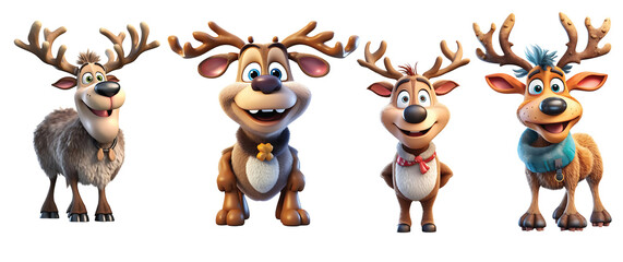 Christmas funny deer 3D funny character cartoon with transparent background