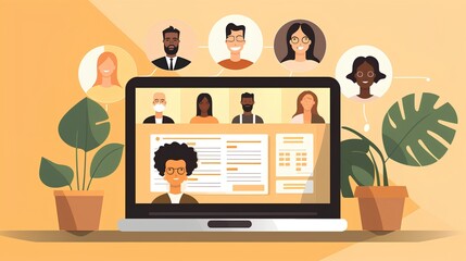 Remote hiring and online job interview concept. HR work with CV and application letter review to find best candidate for job position. Modern, digital approach to recruitment and selection process.