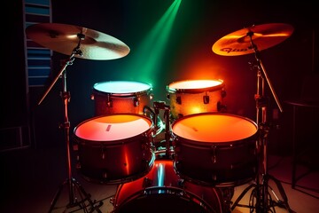 Fototapeta na wymiar drum kit on stage