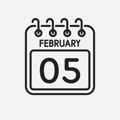 Icon page calendar day - 5 February