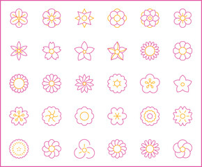 Set of flower and Botanical Icons line style. Included the icons as floral, nature, bouquets, flowers, bloom And Other Elements. customize color, easy resize.
