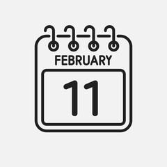 Icon page calendar day - 11 February