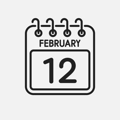 Icon page calendar day - 12 February